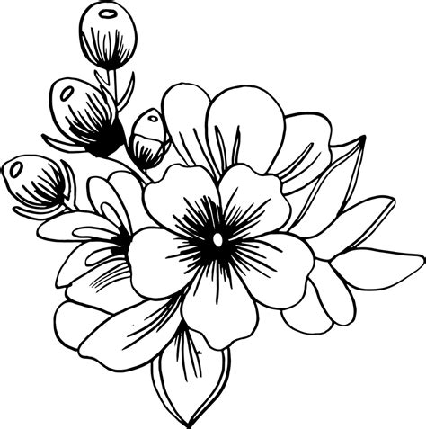 floral clipart black and white|flower clip art b&w.